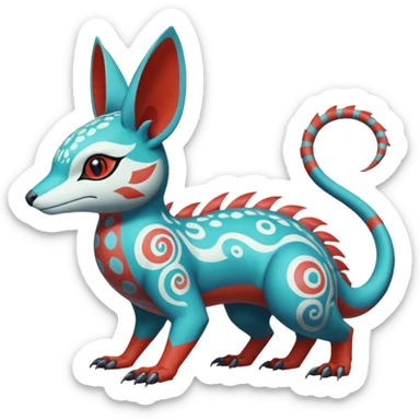  exotic tropical ornate Asian painted cyber-Sleuth-Loyd-Garmaddon-Litten-Linoone-Noibat-Fakémon-Pokémon-Vernid-creature sticker