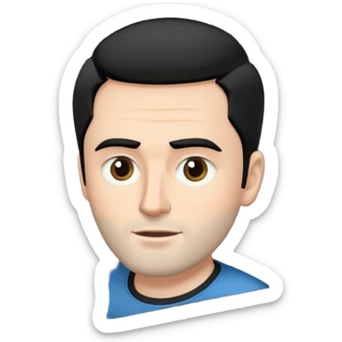 white guy with a little beard and black hair sitting in bmw car with one eyebrow raised sticker