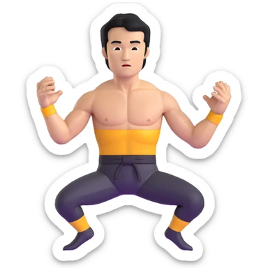 Bruce Lee kung fu master with athletic build, upper body sticker