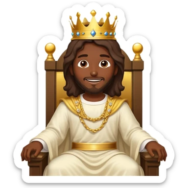 Dark skin Jesus on the Throne with Gold crown in heaven  sticker