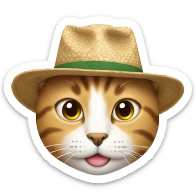 Cat wearing a farmers hat sticker