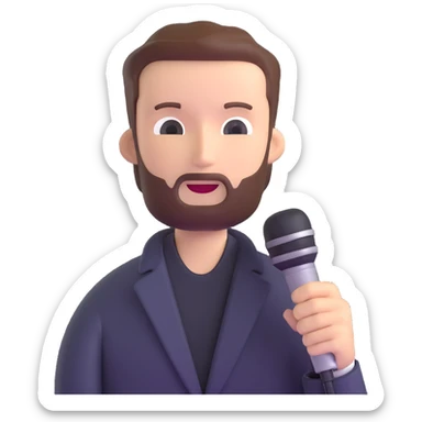 Vavinews Man, professional news reporter with microphone sticker