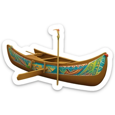 traditional Polynesian double-hulled outrigger canoe called a wa'a kaulua sticker