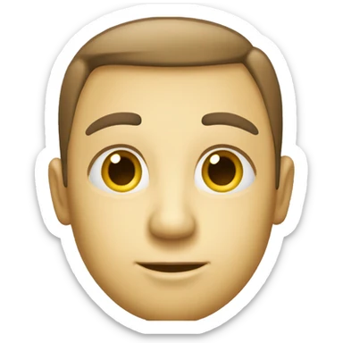 A yellow face with a smooth, clean look, sporting a neutral but confident smile, slightly squinting with sharp, thin eyebrows to convey professionalism, and exuding a calm, polished vibe. sticker