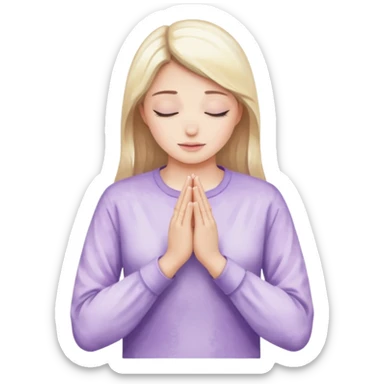 Hands in prayer in watercolor, sleeves in lilac color sticker
