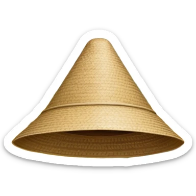 Cinematic Realistic image of an iconic conical hat (Nón Lá), rendered with detailed textures and subtle natural hues, set against a serene rural Vietnamese landscape with gentle, diffused lighting sticker
