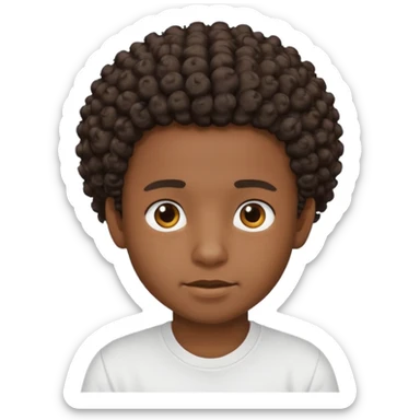 a black boy with a curly hair and a white t shirt  sticker
