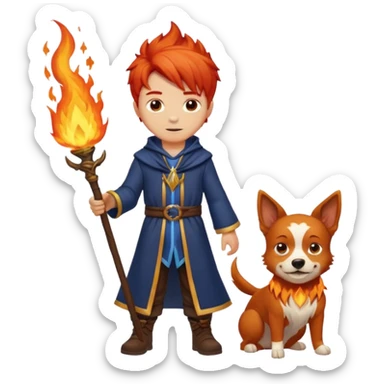 Boy and dog wizards of fire  sticker