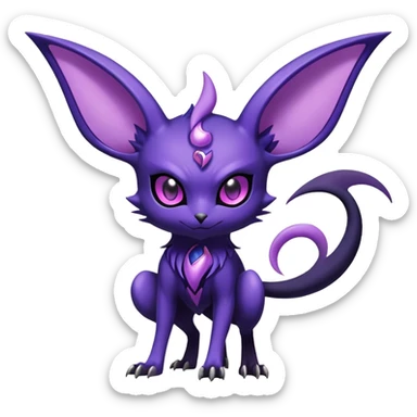 Shiny Exotic Badass Mysterious Gothic Noibat-Espeon-Pokémon-Fakémon-hybrid-creature (full body) sticker