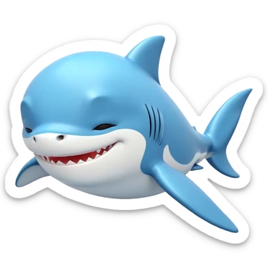 Meme-Worthy Cute Sleeping Shark Portrait Emoji, Head resting peacefully with a contented smile, showcasing a powerful, sleek build and a luxuriously soft streamlined body, eyes shut in a serene, restful drift, Simplified yet hilariously adorable features, highly detailed, glowing with a soft, drowsy light, high shine, relaxed and utterly lovable, stylized with an air of playful laziness, bright and heartwarming, soft glowing outline, capturing the essence of a comically sleepy shark, so meme‐worthy it feels like it could instantly become the next viral sensation of adorable oceanic slumber! sticker