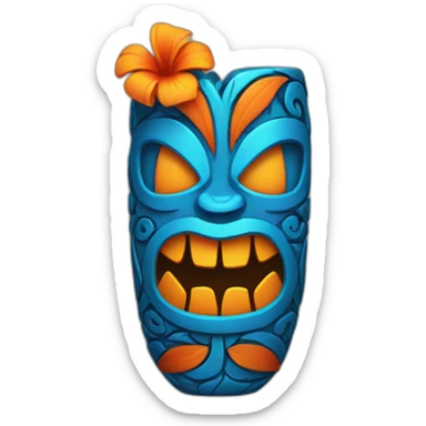 Tiki with colors blue and orange-tornado-fun-love-girl sticker