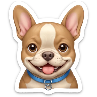 blue tan french bulldog smiling sticker