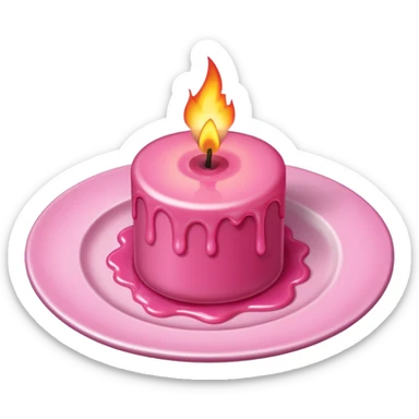 A drawing of a flaming pink candle that could be used at a romantic dinner table. The camera is a Bird's-Eye View angle. sticker