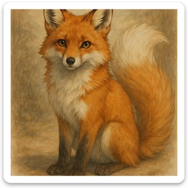 a realistic anime style fox with fluffy tail sticker