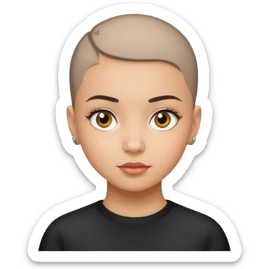 HAZEL EYES BLACK BLACK BUZZ CUT LIGHT SKIN ROUND FACE GIRL sticker