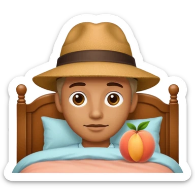 Créer emoji de un homme derrière une pêche avec un lit sticker