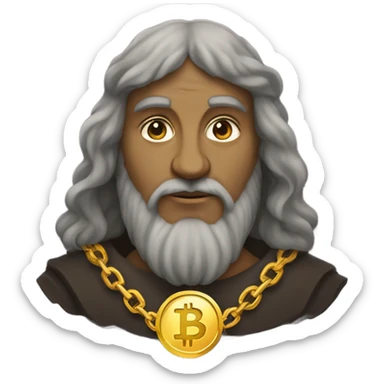 Leonardo davinci with gold Bitcoin chain sticker
