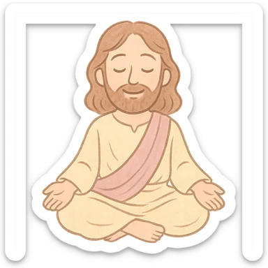 pastel toon style Jesus meditating, peaceful expression sticker