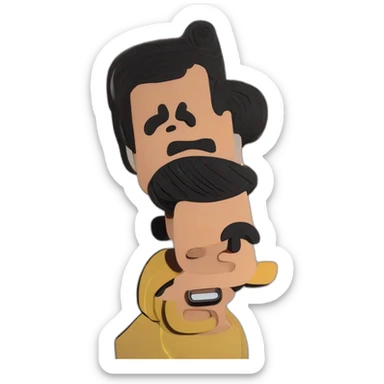 homme, moustachu assez vieux, avec le haut du crâne, chauve des cheveux sur la nuque, et autour des oreilles qui rit beaucoup avec quelques dents cassées sticker