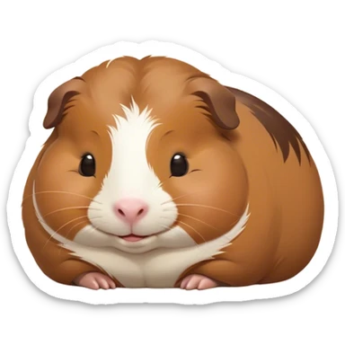 Meme-Worthy Cute Sleeping Brown Guinea Pig Portrait Emoji, Head resting peacefully with a contented smile, showcasing a delightfully chubby build and a luxuriously soft brown coat, eyes shut in a serene, cozy nap, Simplified yet hilariously adorable features, highly detailed, glowing with a soft, drowsy light, high shine, relaxed and utterly lovable, stylized with an air of playful laziness, bright and heartwarming, soft glowing outline, capturing the essence of a comically sleepy guinea pig, so meme-worthy it feels like it could instantly become the next viral sensation of adorable slumber! sticker