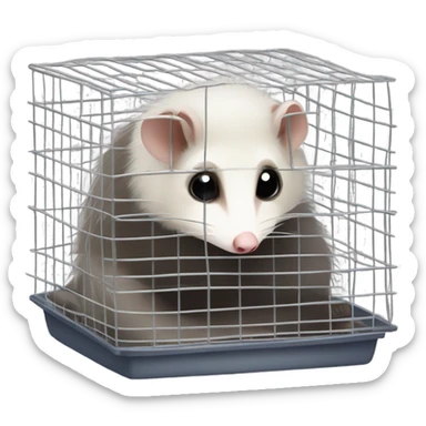 Sad Opossum in a cage sticker