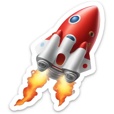 red spaceship lift off sticker