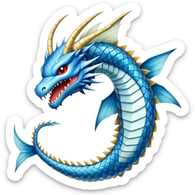 Gyarados from Pokemon, blue serpentine dragon sticker