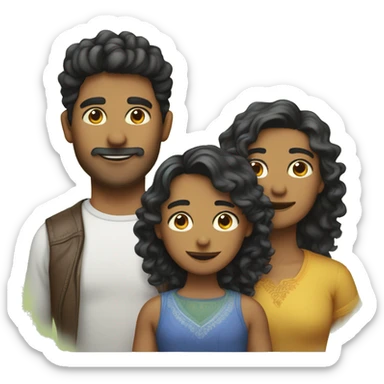 Gay couple, one indian with mid long curly hait, one colombian with short hair and a little bear  sticker