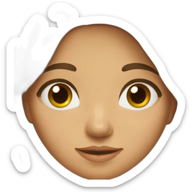 A young girl of Algerian origin with a round head, long brown hair and a small chin. sticker