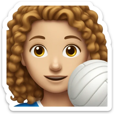 White girl with brown curly hair playing volleyball sticker