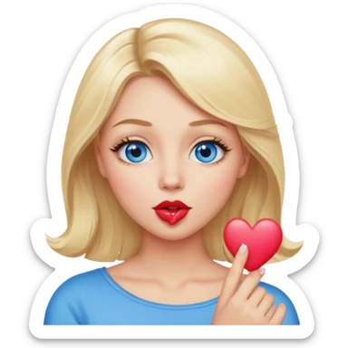 Une femme blonde yeux bleus qui envoi un bisous sticker