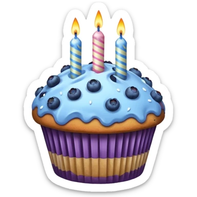 Blueberry Muffin celebrating birthday. Make sure it actually looks like a muffin with candles  sticker