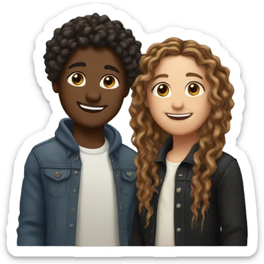 two best friends where one is white with long brown wavy hair and the other is black with butterfly locs sticker