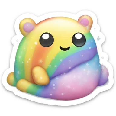 Kawaii rainbow pastel bedazzled pillow pet with big butt in an under the sea snow globe  sticker