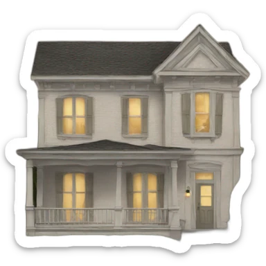 house facade, behind forrest sticker