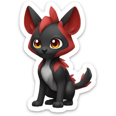 Cute cool black red animal hybrid Fakemon full body sticker