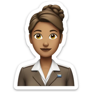 Tan brown skin flight attendant with brown hair in a bun sticker