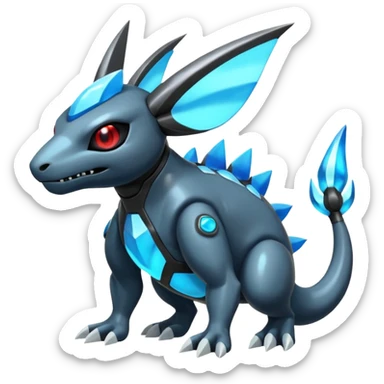 Shiny Futuristic Dusclops-Dusknoir-Salandit-Glaceon-Fakémon-hybrid-creature (full body)  sticker