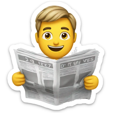 a cartoon character holding a newspaper sticker