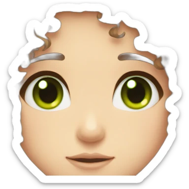 anime girl, curly brown hair, green eyes sticker