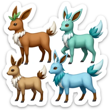 Stantler-Glaceon-Skiddo-Mudbray-Amaura-Flareon-Virizion-fusion-Pokémon-monster (full body) sticker