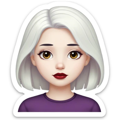 Girl with white hair pale skin dark eyes dark eyebrows plump lips  sticker