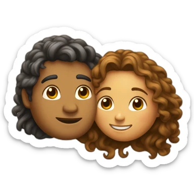 Hug between a polynesian guy and a long curly light brown hair woman sticker