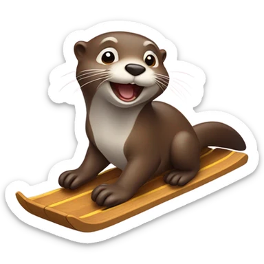 Otter sliding on a sled sticker