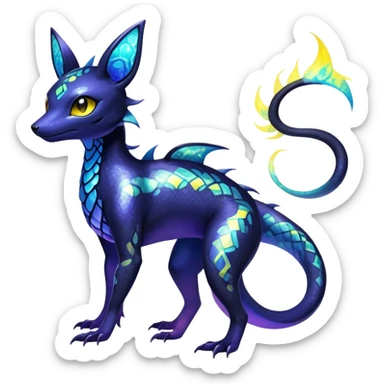 Colorful Iridescent Exotic Salandit-Aurorus-Umbreon-Fakémon-hybrid-creature (full body)  sticker