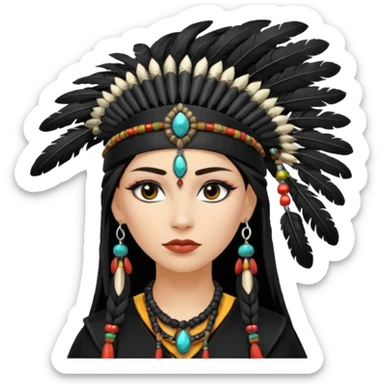 white shaman woman black clothes black accesories  sticker