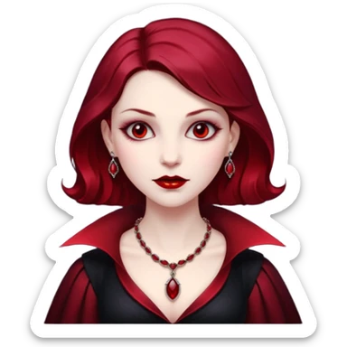 Vampire lady Pale queen with ruby necklace sticker