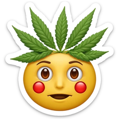 Emoji fatigué avec des cernes et un expression de paresseux comme si il avait fumé du cannabis sticker