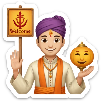 PANDIT JI WITH WELCOME TYPE sticker
