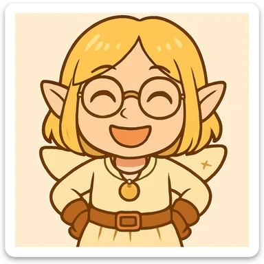 Change the facial expression to a big smile with closed eyes, keeping the same style and pose as the original image. sticker